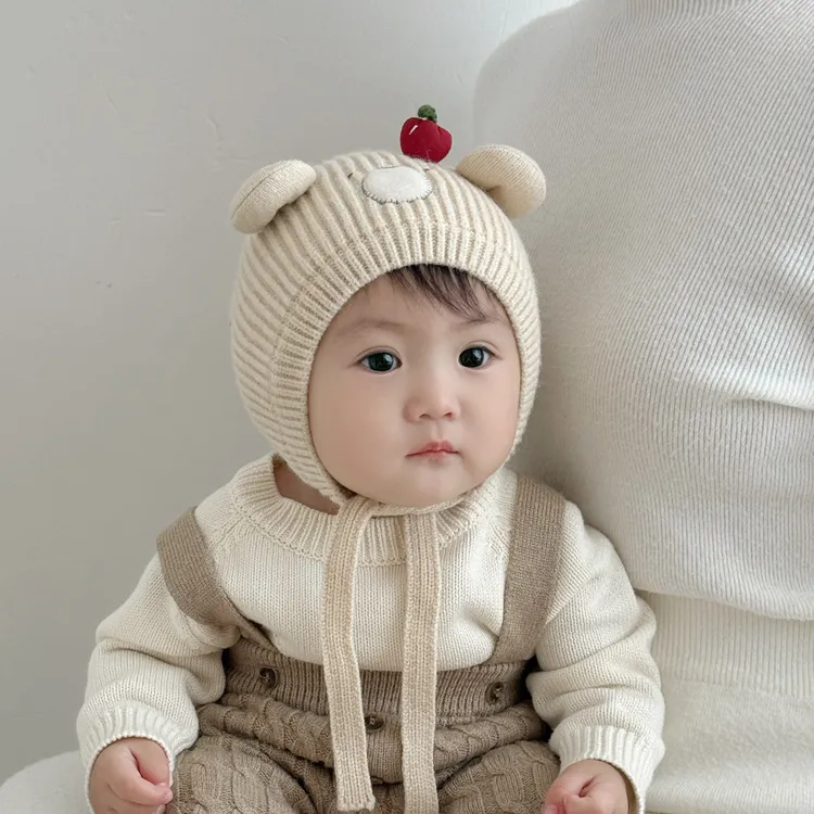 婴儿帽子秋冬季男女宝宝可爱超萌包头帽小月龄护耳帽新生儿套头帽