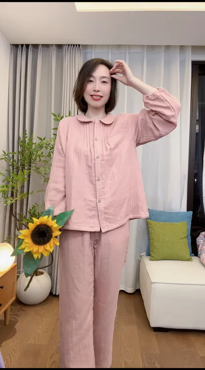 『四层棉纱』纯棉纱布春秋睡衣全棉婴儿棉纱家居服套装MY0193