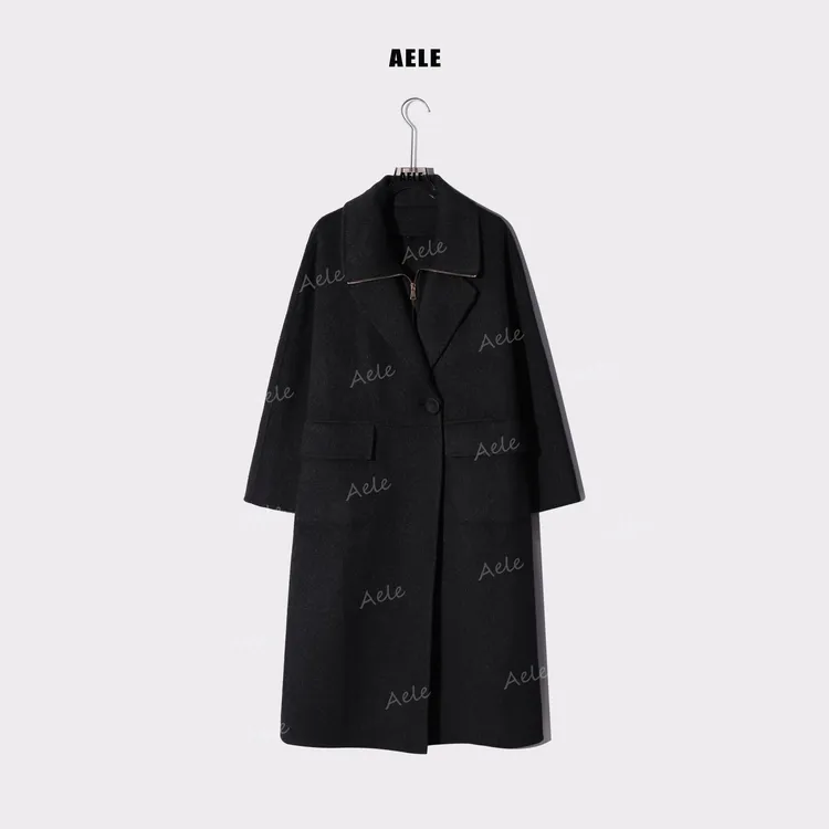 AELE领拉链翻领双面呢大衣 S355 6032 AD