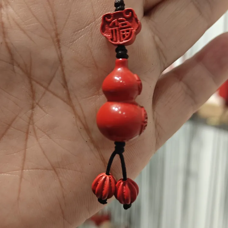 辰砂工艺品天然朱砂红砂葫芦手机挂寓意福禄平安