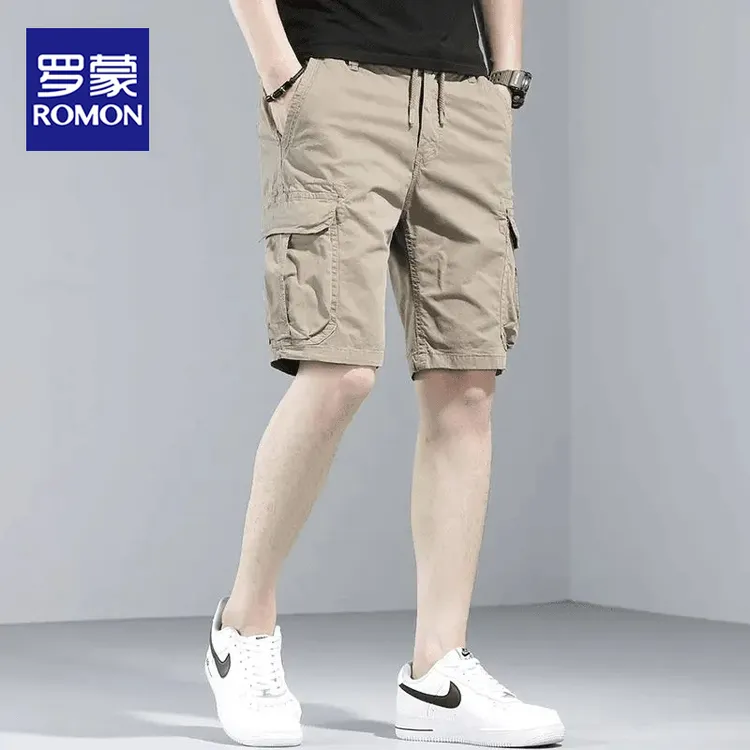 罗蒙2025新款工装纯棉短裤子男士夏季薄款宽松直筒中裤休闲五分裤