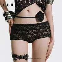 LILIU|黑道千金·性感蕾丝平角内裤女2025新款纯欲风中高腰四角裤