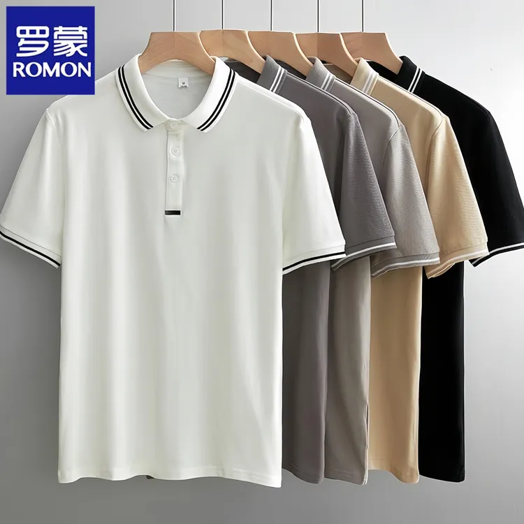 Romon/罗蒙POLO衫男士夏季新款韩版潮流百搭翻领商务休闲短袖T恤 