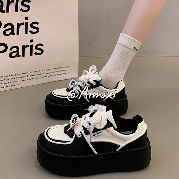 厚底增高爆款百搭小白鞋女2025春秋新款休闲运动炸街松糕鞋板鞋