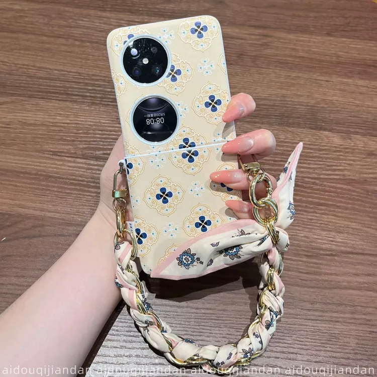 适用华为pocket2手机壳新款折叠屏pockets时尚中式国风团花purax