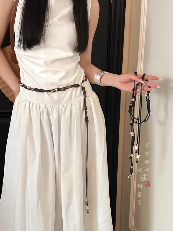 配裙子高级感编织腰带女款波西米亚腰链配牛仔裤腰绳腰间配饰装饰