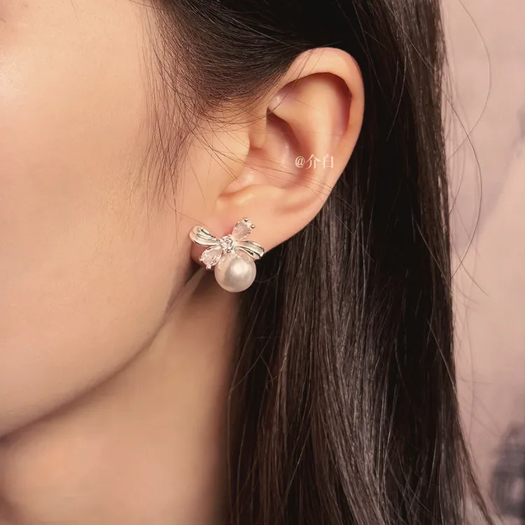 铜合金耳饰 日韩女少女风耳钉鸢尾花耳饰时尚少女甜美ins风百搭