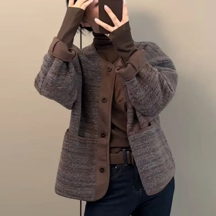 今年流行穿搭2025秋冬新款温柔风小香风常规款宽松型复古长袖外套