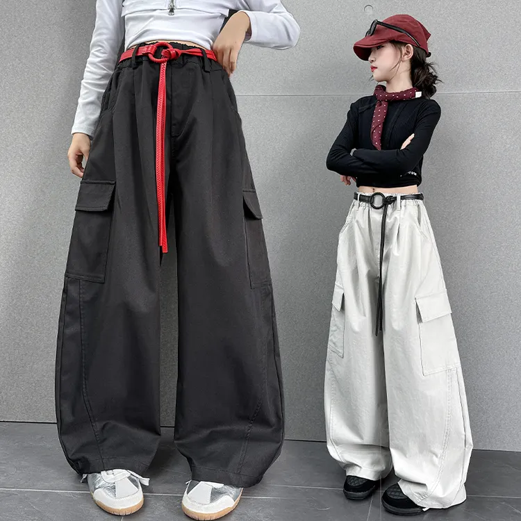 女童裤子春秋新款洋气儿童韩版休闲弯刀工装裤中大童宽松阔腿裤潮