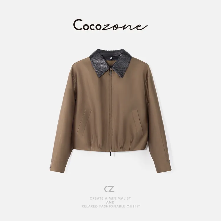 COCO ZONE 刘一一 “撞色翻领”绵羊毛混桑蚕丝街头外套CD2A2015