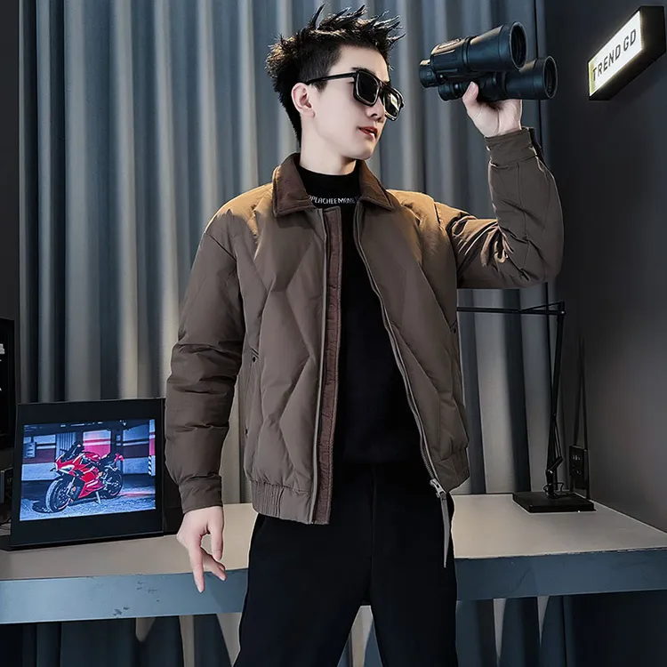 翻领棉服男冬季设计感痞帅潮流2025新款轻薄棉袄外套冬装保暖上衣