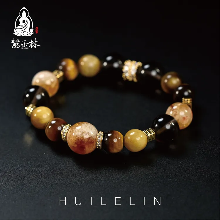慧乐林【地脉流金】黄塔晶茶晶手串男女手串天然水晶手串