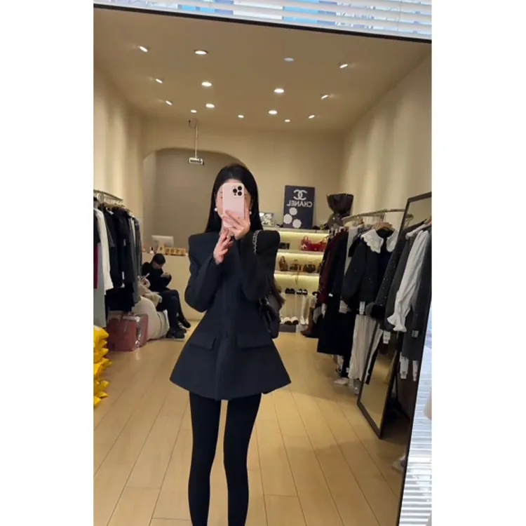 秋季新款韩系时尚高级感超好看长袖西装外套收腰百搭小众休闲上衣