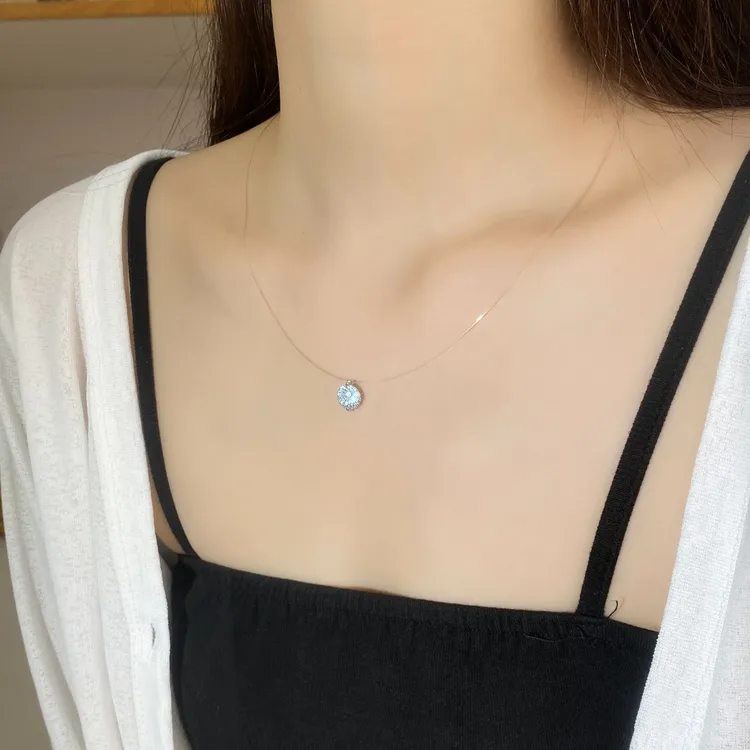 坠链均925银锆石 人鱼之泪烟花钻爆闪锆项链520送礼锁骨链