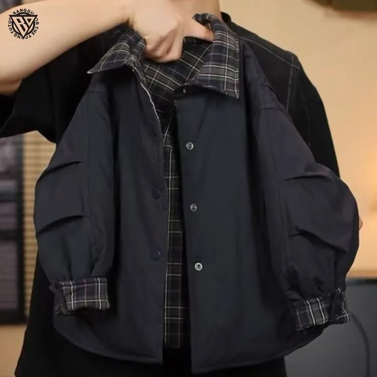 【棒嘟优优】双面穿假两件棉服亲子款姐弟款男女童冬季格子棉衣097