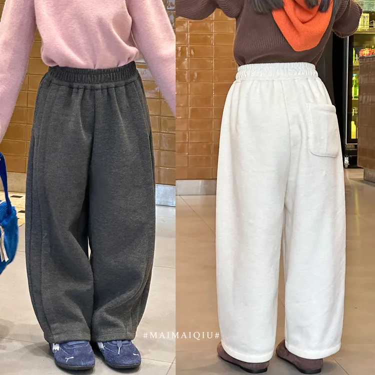 现货「麦麦秋」【糯米糍】火山绒女中大童冬季休闲直筒老爹裤GD2133