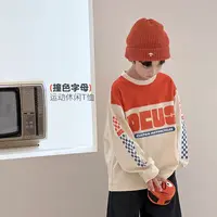 9.27号新品 儿童潮牌T恤男童长袖圆领字母休闲印花上衣5097721O9