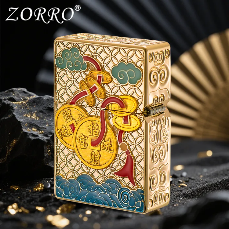ZORRO佐罗盔甲上山虎浮雕经典砂轮煤油防风打火机送男友