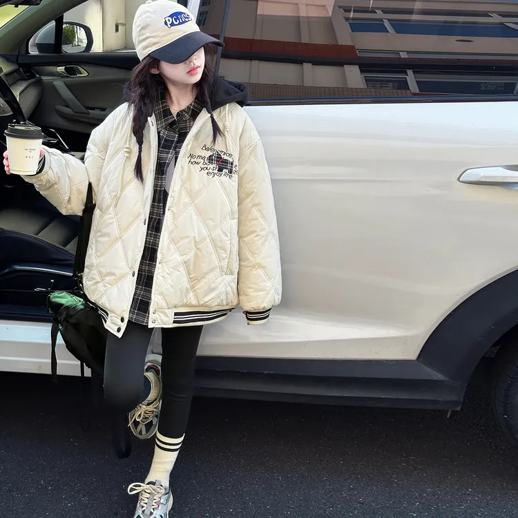 女童棉衣冬季2025新款洋气爆款大童加厚棉服连帽休闲外套12-15岁