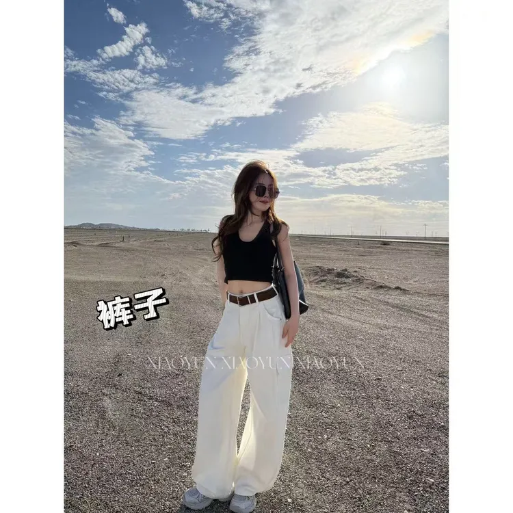 【行走的工装酷】 小允姐姐2025新款时尚高级高腰弯刀牛仔裤