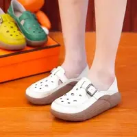 13妈妈鞋女夏季软皮镂空洞洞鞋软底一脚蹬厚底两穿单鞋女