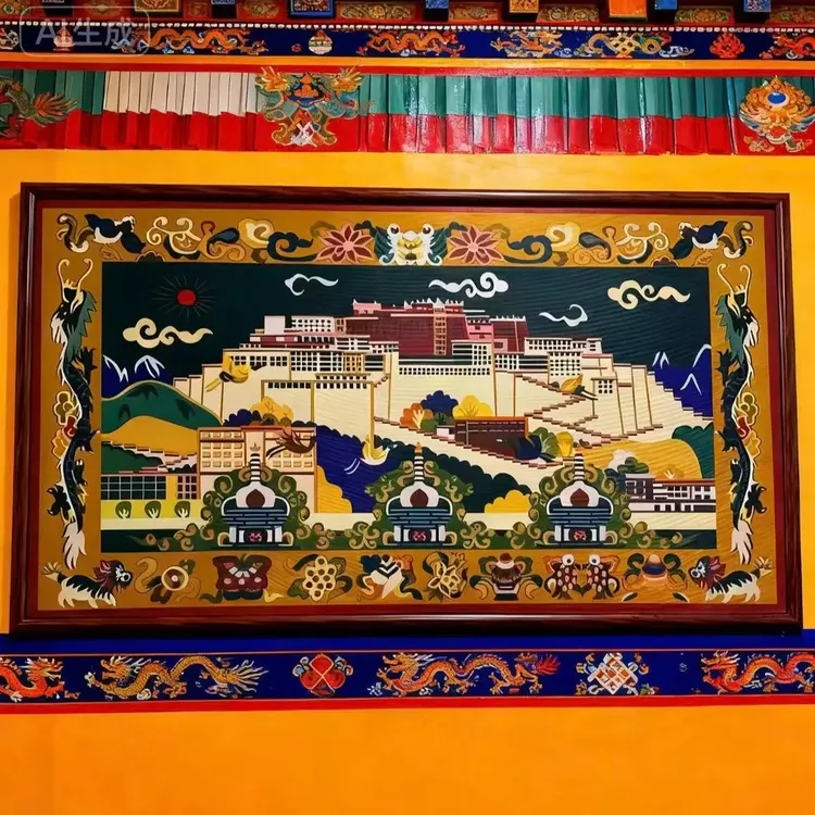 【西藏包邮】110*180厘米民族风装饰背景布藏式布达拉宫挂毯黄色
