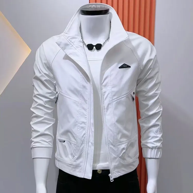 秋季新款男士外套时尚潮流百搭立领纯色外套2025韩版修身帅气外衣