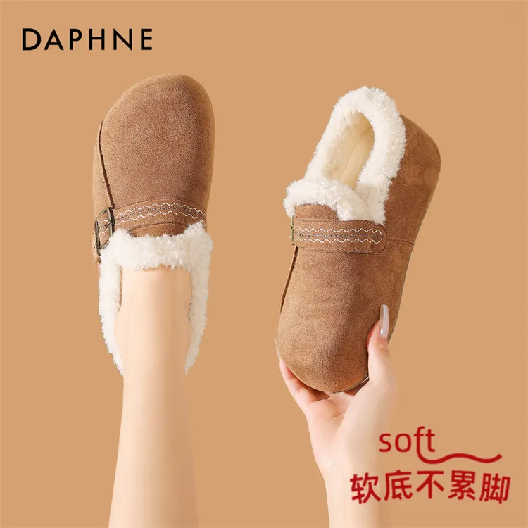 达芙妮爆款复古棉鞋女款2025冬季加绒保暖雪地靴防滑勃肯鞋毛毛鞋
