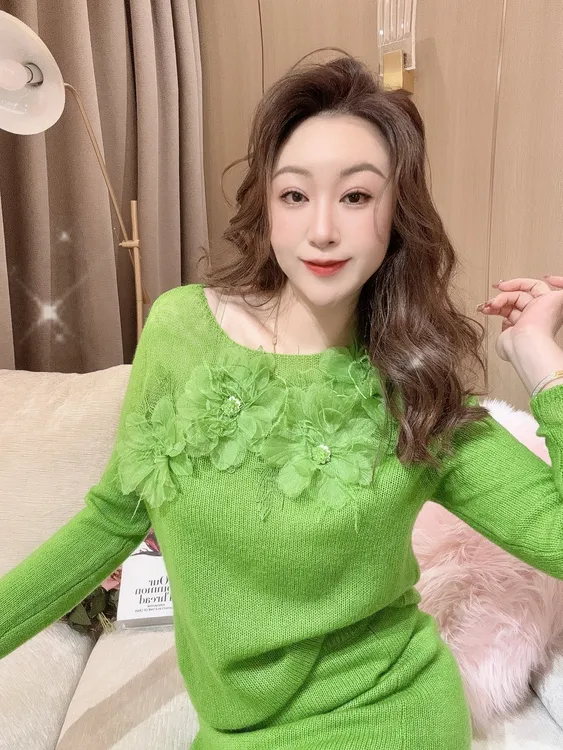 DC【绿色帝国】高级气质显瘦法式圆领时尚套头百搭上衣小衫