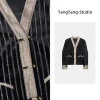 【TangTang·Studio】银丝条纹百搭时尚显瘦女装外套上衣-2510263