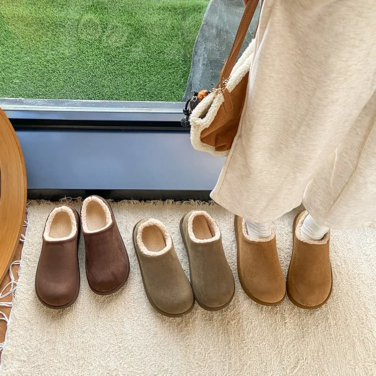 全包小土豆男女款保暖平跟休闲风一脚蹬时尚雪地靴