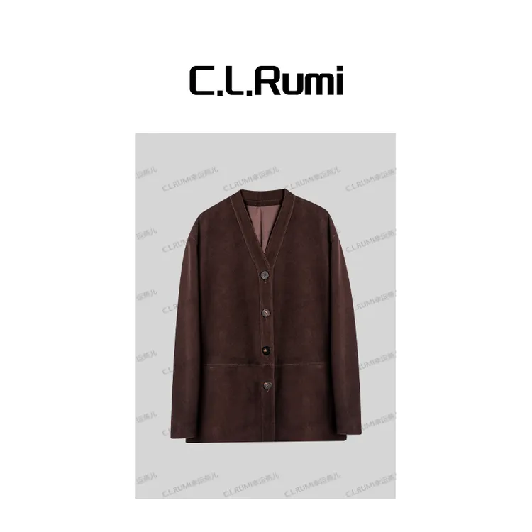 【rumi小店】“订单款”25秋冬轻奢高定气质西装领羊皮皮衣外套7155wt