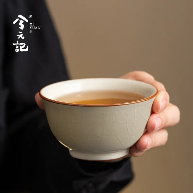 汝窑功夫茶杯主人杯陶瓷普洱杯高档压手杯个人专用品茗杯中式茶盏