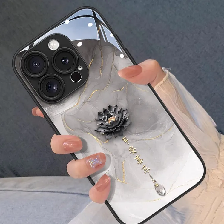喜乐暗夜莲花适用苹果17promax手机壳中国风iphone16pro保护壳14