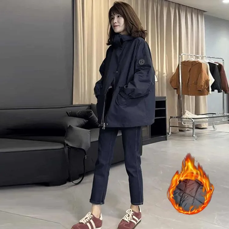 韩版棉服加厚冲锋衣女2025秋冬保暖洋气宽松休闲中长外套风衣棉袄