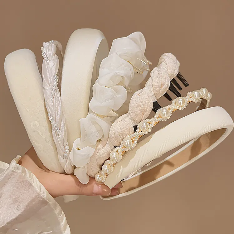 小香风白色发箍女款高级感洋气时尚头箍2025年新款高颅顶发卡头饰