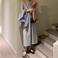 Manmi  条纹毛线披肩搭配简约百搭背心裙  661（C4）
