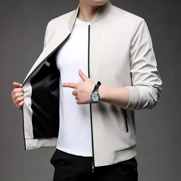 夹克男装男士休闲春秋季薄款潮流修身韩版立领男士休闲春秋季薄款