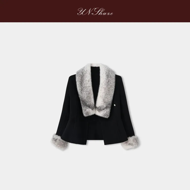 YN-SHUZE【雪影】设计师秋冬短款澳毛外套 SZ-YNB-WT5001