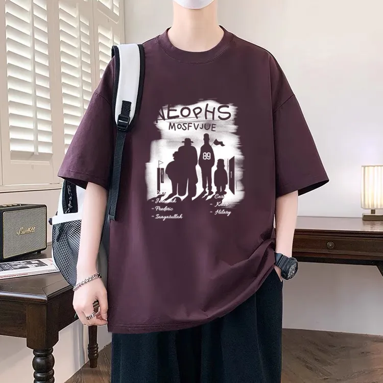 潮牌纯棉短袖t恤男生美式复古宽松上衣高街痞帅潮流百搭半袖学生