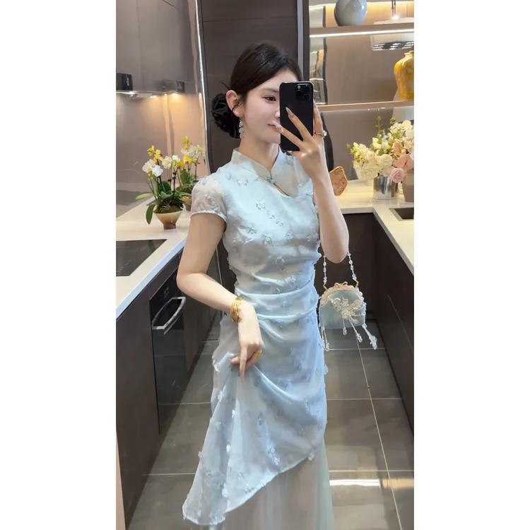 【周粥】【梦华录】时尚春季新款轻国风不规则假两件裙子JJC6LYQ0386
