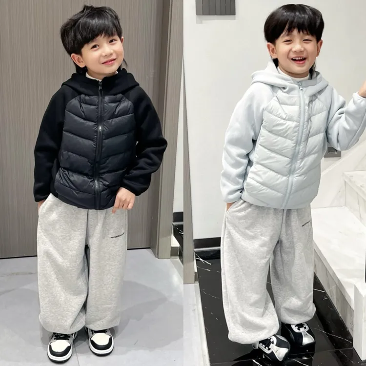 轩轩家秋冬季男女儿童小孩连帽羽绒服外套中大童保暖上短款外套