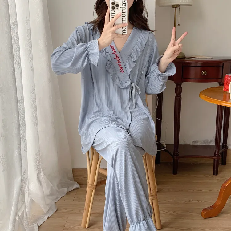 【夏季莫代尔】月子服吸汗哺乳孕妇睡衣产妇7春季8月衣服薄款