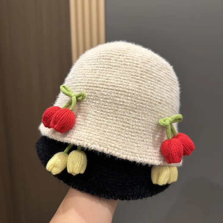 女宝宝帽子秋冬款韩版洋气小孩针织帽冬季女童防风保暖毛线渔夫帽