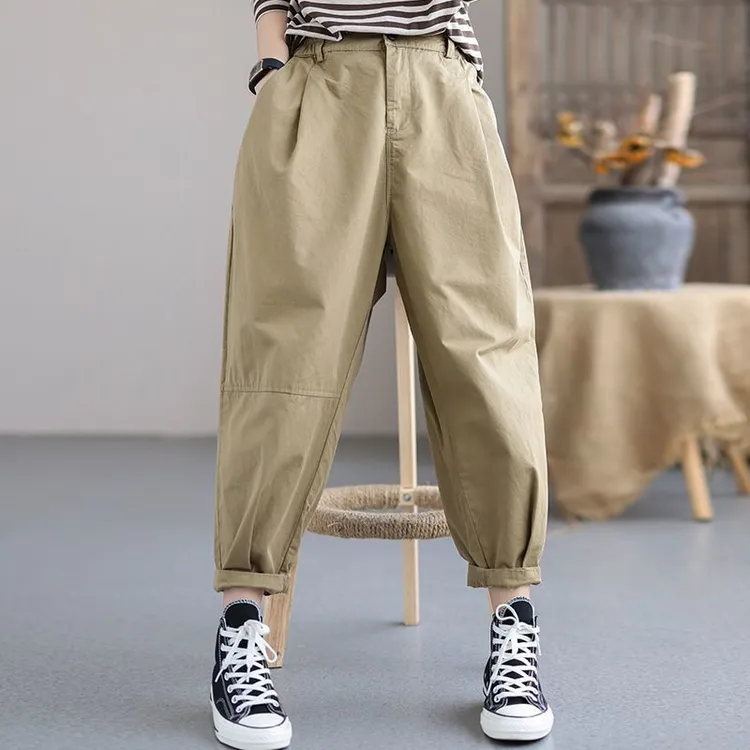 时尚工装哈伦裤女2025秋季新款宽松显瘦休闲萝卜裤高腰百搭九分裤