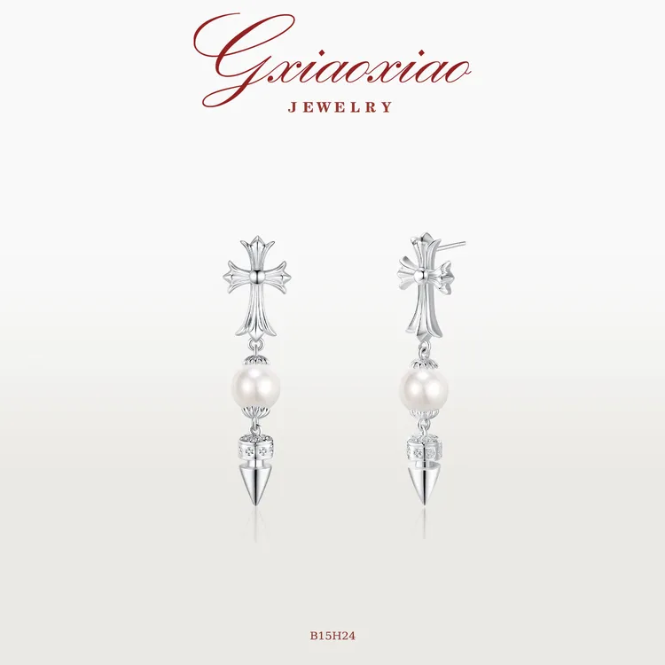 G XIAOXIAO 镀K金 法式气质时尚百搭十字架耳环 B15H24