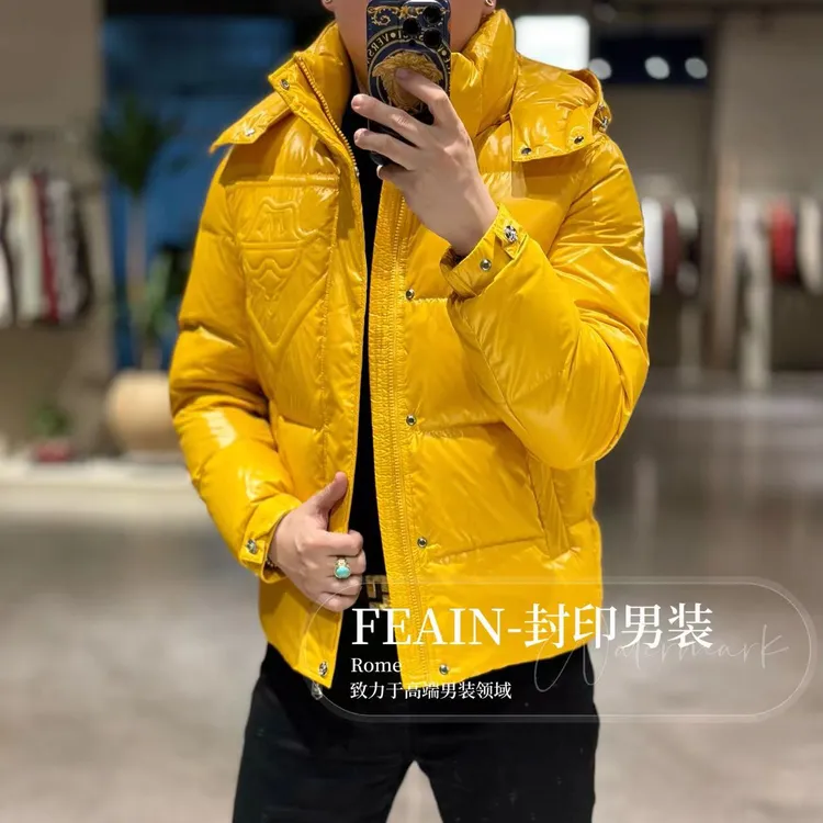 高端定制立体压花工艺帽子可拆卸羽绒服98808