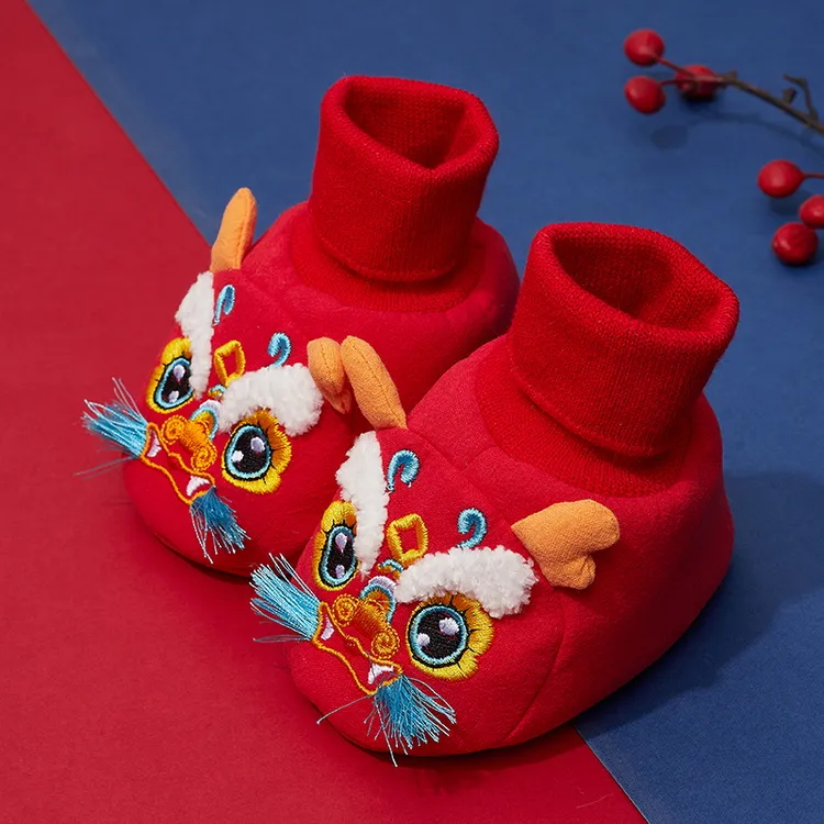 新款婴儿龙头鞋虎头棉鞋学步鞋软底男女宝宝鞋袜秋冬唐装鞋HTX092