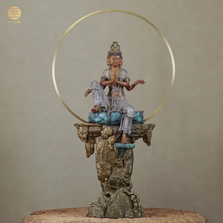 象外天工【双11国潮】三面四臂观音全铜艺术家原创雕塑摆件收藏限量