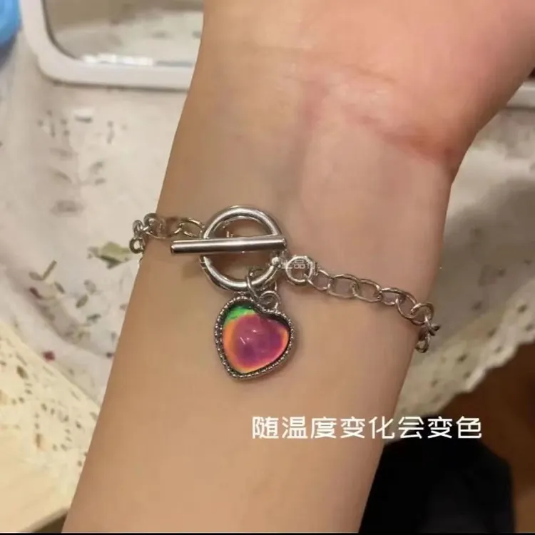 合金手链 感温变色闺蜜手链爱心高级设计手链学生党闺蜜礼物手链